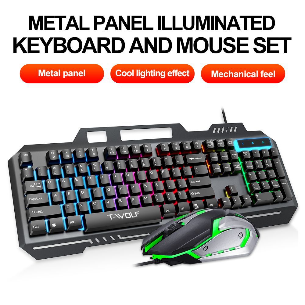 Gaming Keyboard And Mouse Combo - T WOLF 백라이트 유선 104 키