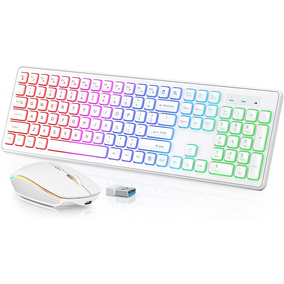 Gaming Keyboard Backlit - 백라이트 무선 키보드 및 마우스, 조용한