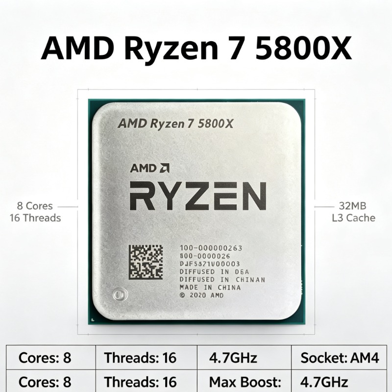 AM4 시리즈 마더보드용 AMD Ryzen 7 5800 - Amd Cpu Ryzen 7 리뷰 및 가격